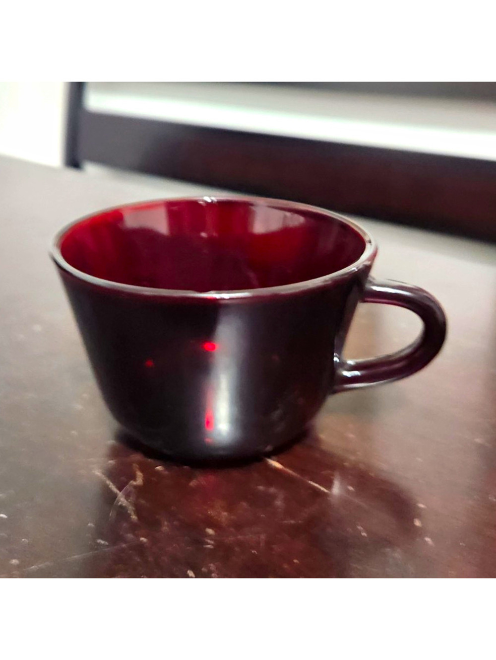 Anchor Hocking Red Solid Glass Mug Cup w/ Handle, Glossy Finish